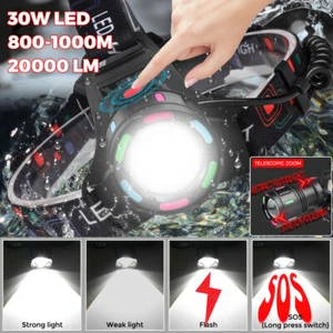 300000LM LED Headlamp Rechargeable Headlight Light Head Torch Lamp Flashlight AU - Picture 1 of 20