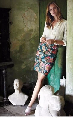 Saia lápis bordada 107 Yoana Baraschi Fiore 8 nunca usada Anthropologie - Imagem 1 de 4