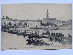 06d4 Postcard - Chalonnes Launch of a Boat Bridge by 6th Engineer 14/18 - Picture 1 of 2