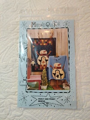 Meme's Quilts Percy and Penny Applique Mini quilt Snowman Penguin Pattern New - Image 1 of 4