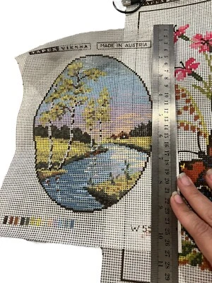 Vintage Tapex Vienna 2 Hand Printed Unfinished Canvas Nature Flowers Butterfly - Image 1 of 4