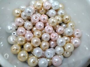 Pearlized Glass Pearl Beads, Pearl Mix, 8mm, Approx 100 pce  Free Postage 