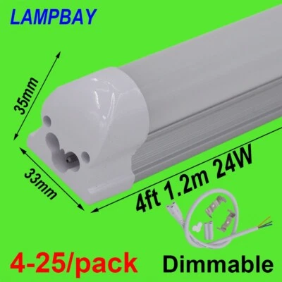 Dimmable LED Tube Light 4 Foot 1.2m 48" 24W 20W T8 Integrated Bulb Lamp Fixture  - Image 1 of 4