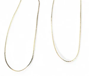 Herringbone Link Chain Necklace Gold Tone Costume Jewelry Lot Of 2 - Picture 1 of 3
