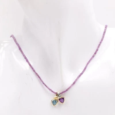 Amethystcollier Kette mit Diamant und Topas 14 Kt. 585 Gold 49 cm - Bild 1 von 4