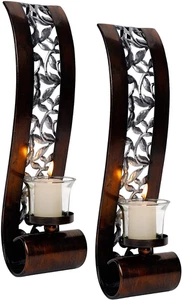 Wandleuchter 14,4 x 3,5 cm, mit Teelicht Kerzenhalter Antik Bronze Stil - Bild 1 von 12