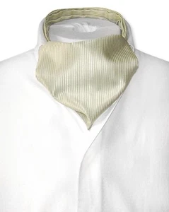 Antonio Ricci ASCOT Solid Light OLIVE Green Ribbed Color Cravat Mens Neck Tie - Picture 1 of 2