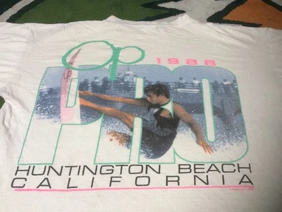 Vintage OP Huntington Beach Pro Shirt XL Boxy 80s 1988 Ocean Pacific Surf Shirt - Image 1 of 4