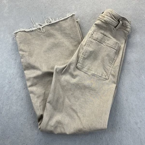 Pantalones de mezclilla Zara beige cintura alta pierna ancha para mujer talla 2 pantalones grunge dobladillo crudo - Imagen 1 de 14