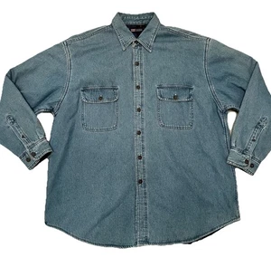 Faded Glory Flannel Lined Denim Shacket Mens XL Blue Shirt Jacket Outdoors - Picture 1 of 9