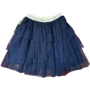 Gap Navy Silver Waist Band Puffy Tulle Skirt Girls Size XL 12 - Picture 1 of 4