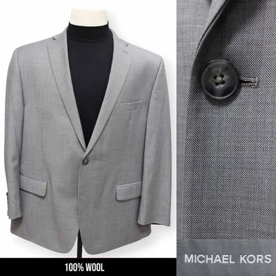 MICAHEL KORS Hombre Gris Sólido 100% LANA Abrigo Deportivo Traje Chaqueta Blazer 48 R Foto 1 de 4