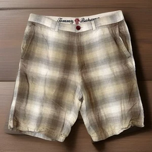 Tommy Bahama Shorts Multicolor Plaid Chino Mens Size 35 Linen Silk Blend - Picture 1 of 9
