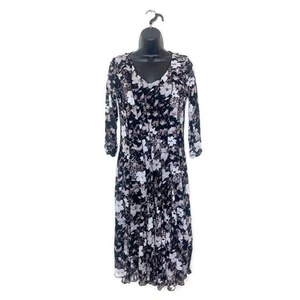 Coldwater Creek Womens Black Grey Sheer Mesh Floral Midi Dress Whimsy Grunge - 6 - Picture 1 of 7