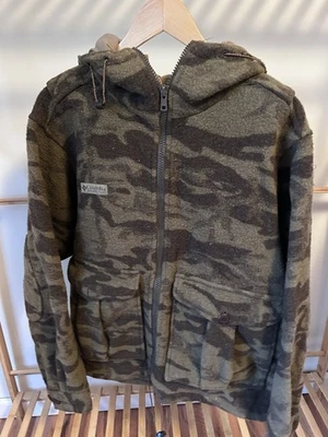 Columbia Wool Gallatin Coat Men's Sz MED Monarch Pass Range Camo Hooded Hunting - Image 1 of 4