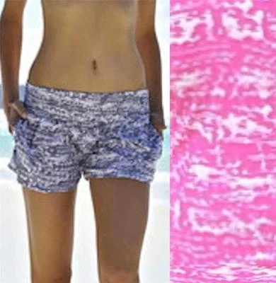 MIKOH SWIMWEAR Sayulita Cover up short Ruched Pockets Ikat Surf Guava Pink SILK - Image 1 of 3