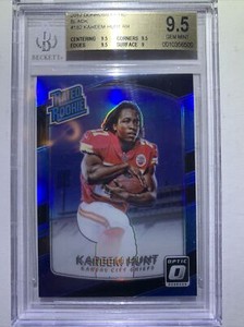 KAREEM HUNT 2017 DONRUSS OPTIC HOLO RR BLACK ROOKIE #182 BGS 9.5 1/25 Super Rare