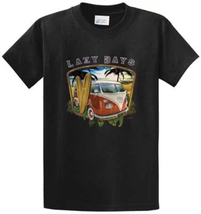 LAZY DAYS BEACH SCENE bedrucktes T-Shirt Baumwolle normale und große Größen - Bild 1 von 6