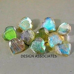 5 MM HEART CABOCHON CUT LABRADORITE RAINBOW EFFECT 4 PC SET - Picture 1 of 1