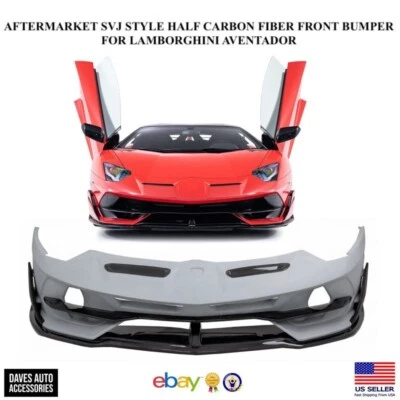 Aftermarket SVJ Style Half Carbon Fiber Front Bumper Lamborghini Aventador USA - Image 1 of 4
