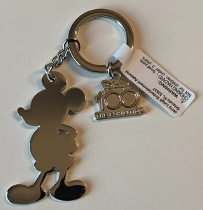 Disney 100 The Exhibition Mickey Mouse Silver Key Chain Brand New Tags Attached - Picture 1 of 6