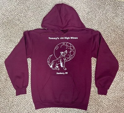 Sudadera con Capucha Pequeña Tommy's Too High Wines WISCONSIN Wolf Moon Gildan Años 00 Foto 1 de 4