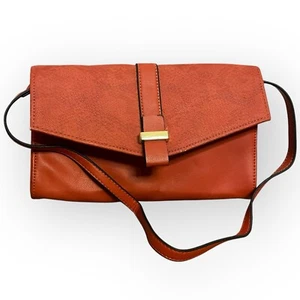 Nine West Faux Leather Shoulder Envelope Bag Women's Orange Snap Lined Casual - Picture 1 of 12