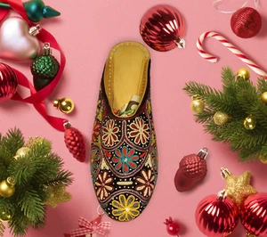 Multicolor Blossom Embroidered Black Velvet Heeled Statement Mules for Women - Picture 1 of 10