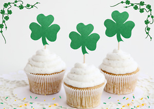 Clover Leaf St Patricks Day Cupcake Cake Toppers Love Party Baking Decorations