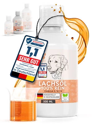 PFOTENGENUSS Lachsöl für Hunde 500ml natürliche Omega 3, 6 & 9 abgefüllt in Deutschland