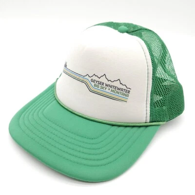 Geyser Whitewater Big Sky Montana Malla Snapback Cuerda Camionero Sombrero Gorra Espuma Verde Foto 1 de 4