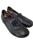 Wolky Slip On Black Leather Comfort Shoe Matte And Shine Texture Wedge Heel 8