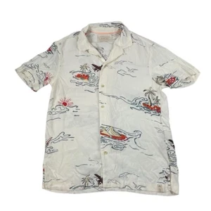Scotch & Soda Cream Hawaiian Volcano Themed S/S Viscose Button Front Size S - Picture 1 of 6