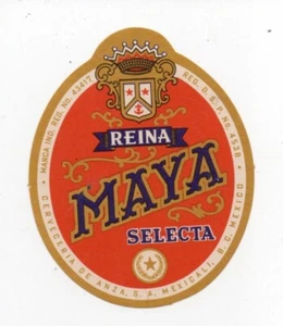 Vintage Reina Maya Selecta Mexikanisches Bier Etikett - Bild 1 von 1