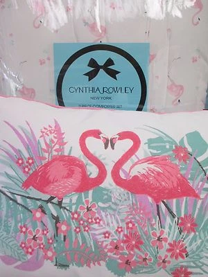 CYNTHIA ROWLEY Kids 4pc White Pink Flamingo Floral Comforter Set - Full/Queen - Image 1 of 4