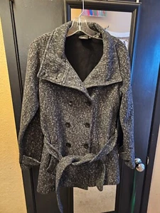 Ike Behar Gray Women’s Double Breasted Plush Lined Fleece Pea Coat Size Medium - Picture 1 of 9