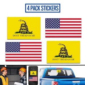 Paquete de 4 - Calcomanía de coche camión pegatinas con bandera estadounidense Don't Tread On Me Gadsden - Imagen 1 de 5