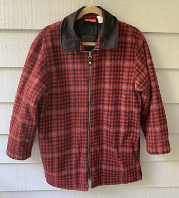 Liz Claiborne Coat/Jacket Full Zip Lined With Pockets Red Black Checkered Size L - Image 1 of 4