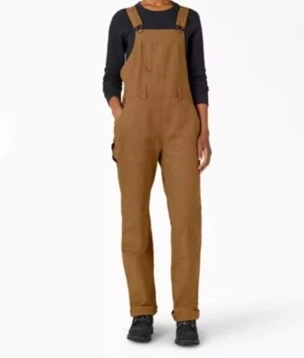 Mono con tirantes grande Dickies para mujer denim doble frente, marrón, nuevo con etiquetas  Foto 1 de 4