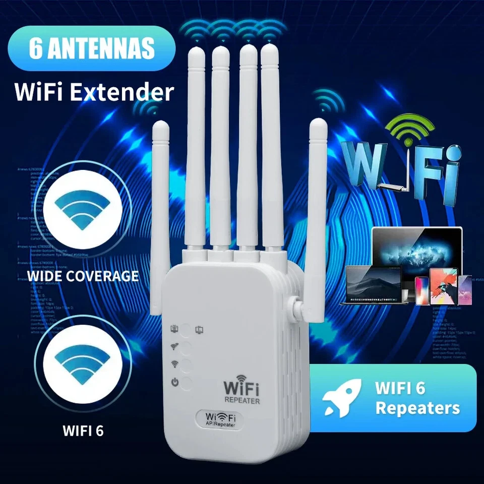 WiFi Repeater 2.4G 5G Dual Band 300 Mbps 1200Mbps Range Extender Signal Booster - Image 1 of 1