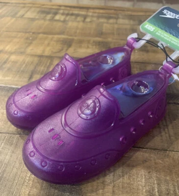 Zapatos de agua Speedo Jelly para niñas pequeñas - Talla S 5-6 - Púrpura sin cordones - 🌈 Nuevos Foto 1 de 4