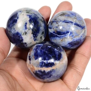 Bola esfera cristal curativo sodalita azul natural sin tratar 1260 quilates con soporte - Imagen 1 de 5