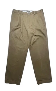 Orvis Pants Men Size 38 Pleated Khaki 100% Cotton Tan Brown 31 Inseam Cuff Leg - Picture 1 of 10