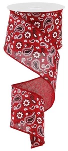 Bandana Farmhouse Wired Ribbon - 2.5" x 10 Yards (Red, Black, White) - RG1693R9 - Picture 1 of 1