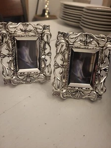 Vintage GODINGER Silver Art Mini Picture Frame Holds 2.25”x 1.5” Heavy, Ornate - Picture 1 of 3