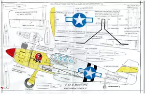 035 P-51 B 21" Span 1/2 A C/L Perfil PLAN. - Imagen 1 de 1