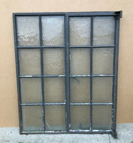 Industrial Shop Chicken Wire Privacy Glass 16 Lite Steel 39x48 Window 1327-21B Cover