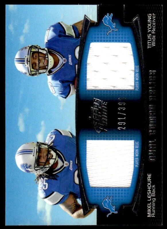 2011 TOPPS PRIME TITUS YOUNG DCR-LY MINT MIKEL LESHOURE DUAL RELICS /390 LIONS - Image 1 of 2