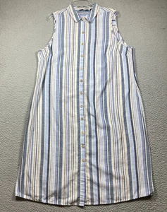 Mlle Gabrielle Shirt Dress Women's Plus 2X Blue Stripe Nautical  Beachy Coastal - Picture 1 of 13