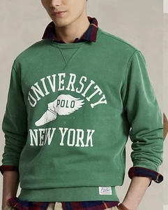 NUEVO CON ETIQUETAS-POLO Ralph Lauren Hombre Verde Ala P Polar Lavado Colegial Sudadera-M - Imagen 1 de 10